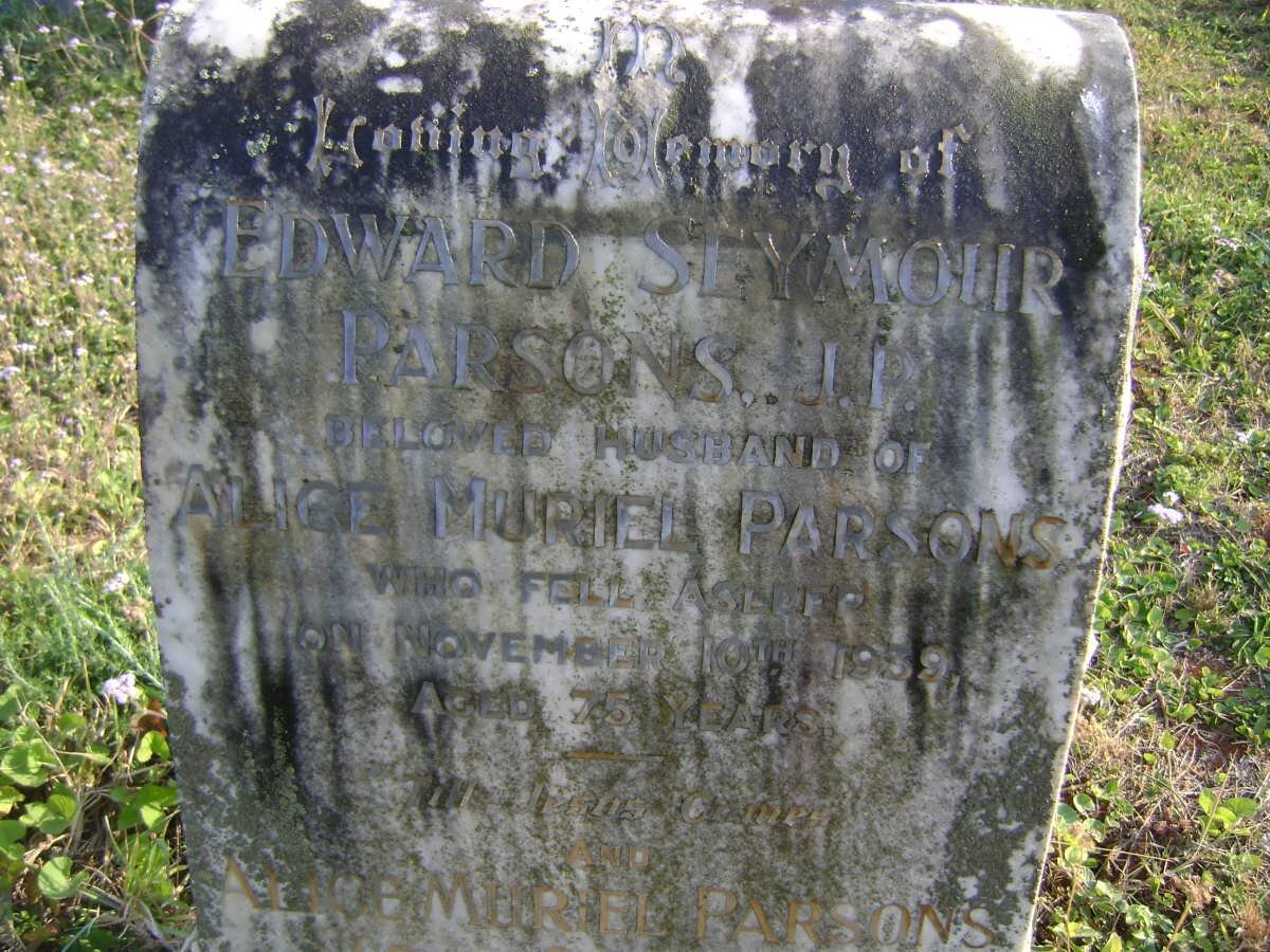 PARSONS Edward Seymour -1959 &amp; Alice Muriel STONELL 1889-1967