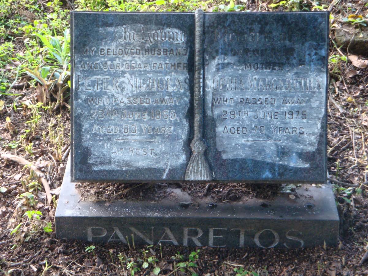 PANARETOS Peter Nicholas -1965 &amp; Sophia Margaretha -1975