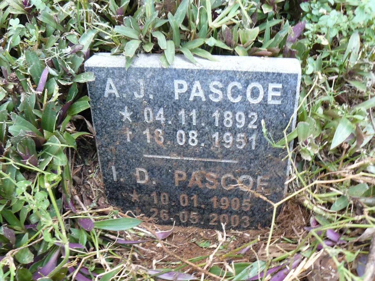 PASCOE A.J. 1892-1951 :: PASCOE I.D. 1905-2003