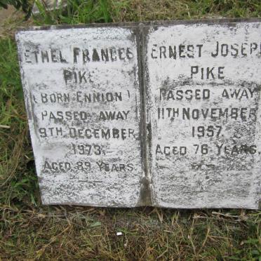 PIKE Ernest Joseph -1957 &amp; Ethel Frances ENNION -1973