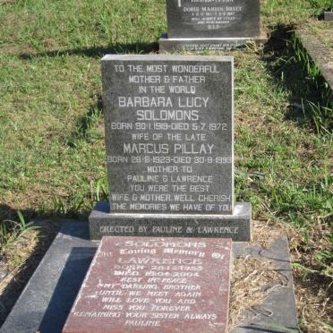 PILLAY Marcus 1923-1993 &amp; Barbara Lucy SOLOMONS 1919-1972 :: SOLOMONS Lawrence 1953-2004