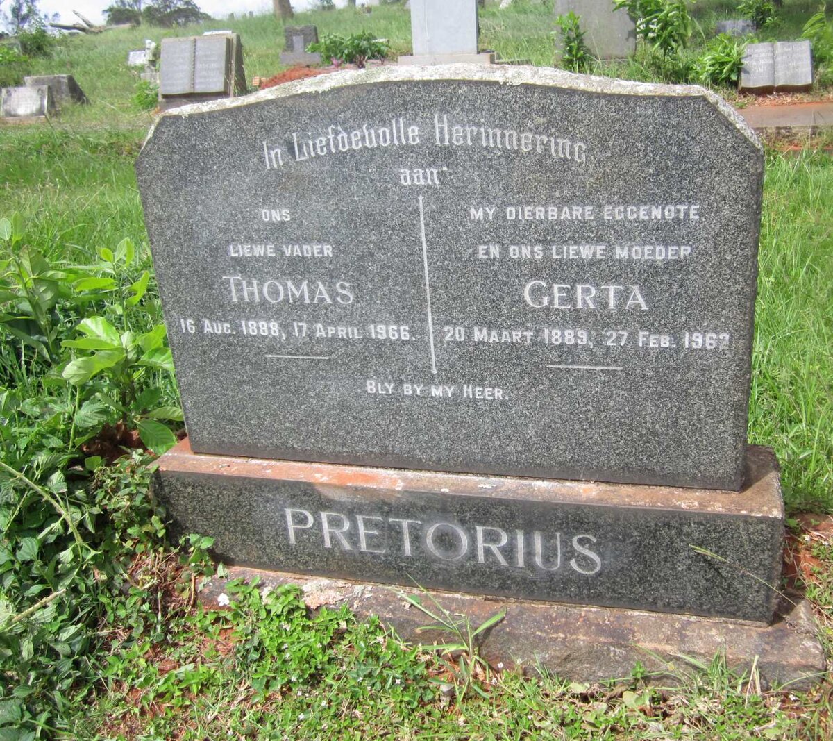 PRETORIUS Thomas 1888-1966 &amp; Gerta 1889-1962