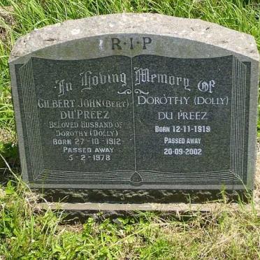 PREEZ Gilbert John, du 1912-1978 &amp; Dorothy 1919-2002