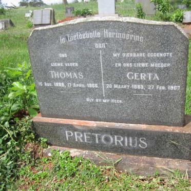 PRETORIUS Thomas 1888-1966 &amp; Gerta 1889-1962