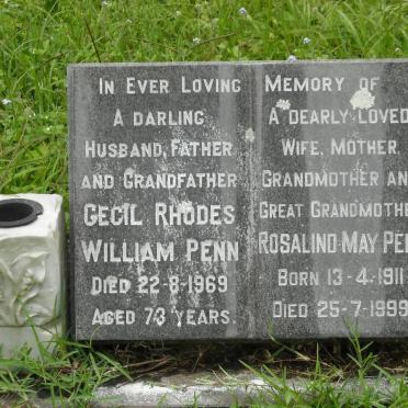 PENN Cecil Rhodes William -1969 &amp; Rosalind May 1911-1999