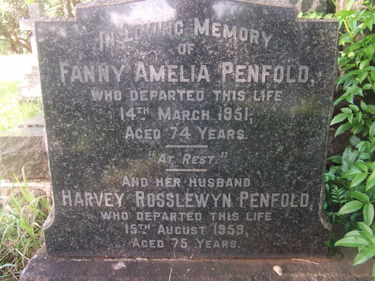 PENFOLD Harvey Rosslewyn -1959 &amp; Fanny Amelia -1951