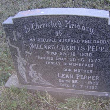PEPPER Willard Charles 1930-1973 &amp; Leah 1925-1997