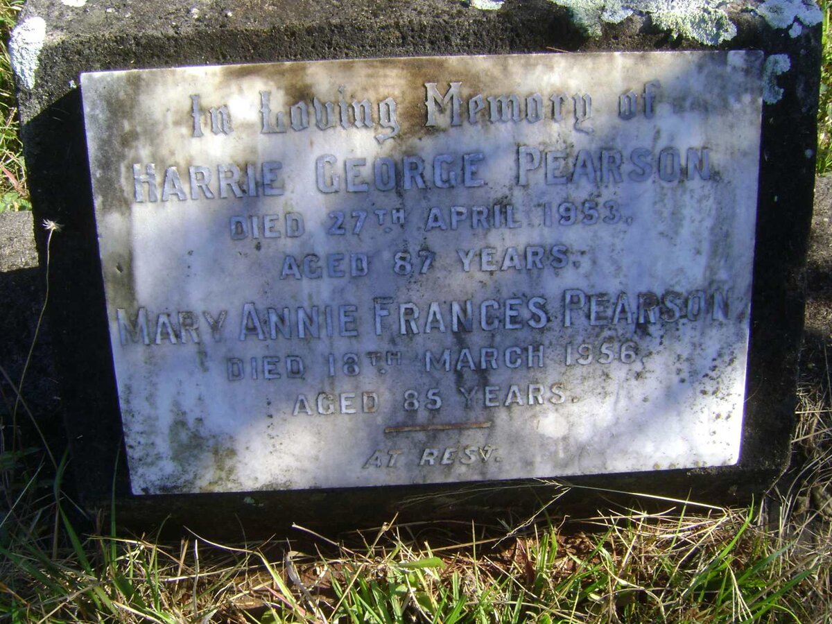 PEARSON Harrie George -1953 &amp; Mary Annie Frances -1956