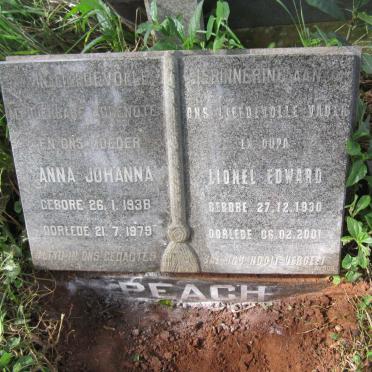 PEACH Lionel Edward 1930-2001 &amp; Anna Johanna 1938-1979
