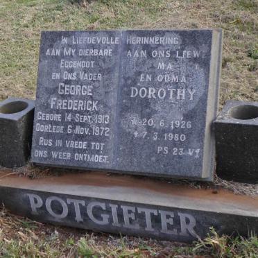 POTGIETER George Frederick 1913-1972 &amp; Dorothy 1926-1980