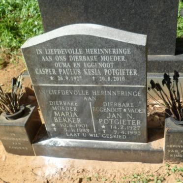 POTGIETER Jan N. 1927-1993 &amp; Casper Paulus Kesia 1927-2010 :: BEKKER Maria 1901-1983