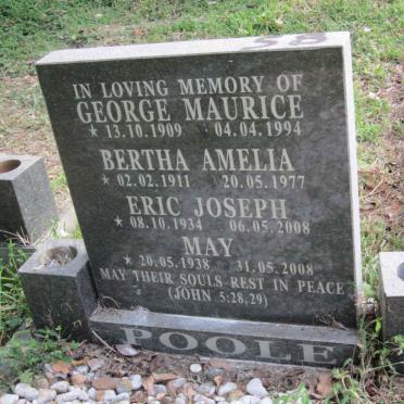 POOLE George Maurice 1909-1994 :: POOLE Bertha Amelia 1911-1977 :: POOLE Eric Joseph 1934-2008 :: POOLE May 1938-2008