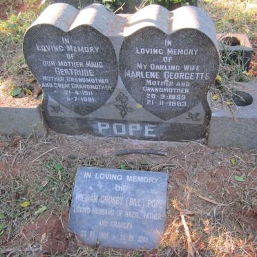 POPE Maud Gertrude 1911-1981 :: POPE Marlene Georgette 1959-1983 :: POPE William Crosby 1935-2004