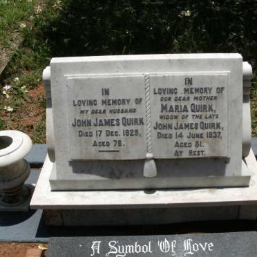 QUIRK John James -1928 &amp; Maria 1856-1937 :: PETSCH Eunice nee QUIRK formerly ROBINSON -1980