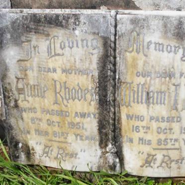 RHODES William I. -1954 &amp; Annie -1951