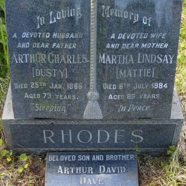 RHODES Arthur Charles -1966 &amp; Martha Lindsay -1984 :: RHODES Arthur David -1991