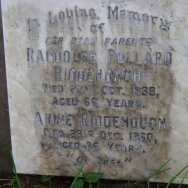 RIDDEHOUGH Randolph Pollard -1939 &amp; Annie -1960