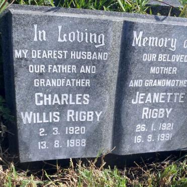 RIGBY Charles Willis 1920-1988 &amp; Jeanette 1921-1991