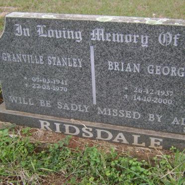 RIDSDALE Brian George 1937-2000 :: RIDSDALE Granville Stanley 1941-1970