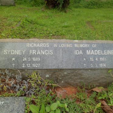 RICHARDS Sydney Francis 1889-1927 &amp; Ida 1901-1974