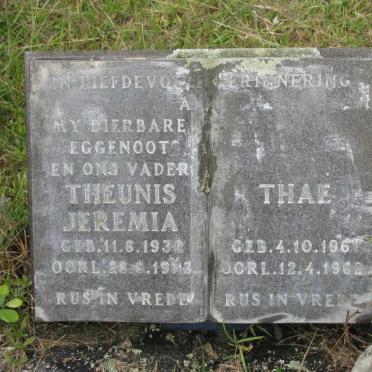 RIEKERT Theunis Jeremia 1930-1973 :: RIEKERT Thea 1961-1962