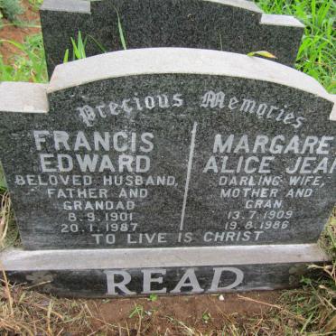READ Francis Edward 1901-1987 &amp; Margaret Alice Jean 1909-1986