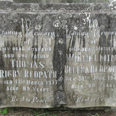REDPATH Thomas Rigby -1937 &amp; Wilhelmina Helena -1945
