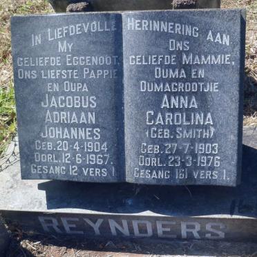 REYNDERS Jacobus Adriaan Johannes 1904-1967 &amp; Anna Carolina SMITH 1903-1976