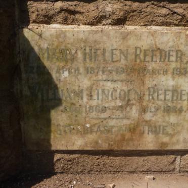 REEDER William Lincoln 186?-1934 &amp; Mary Helen 1871-1934