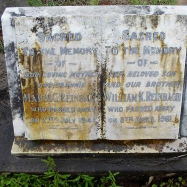 REINBACH Marie G. -1941 :: REINBACH William K. -1961