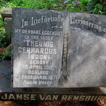 RENSBURG Theunis Gerhardus, Janse van 1911-1971