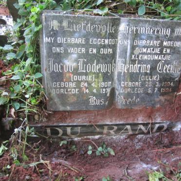 RAND Jacob Lodewyk, du 1908-197? &amp; Hendrina Cecilia 1904-1994