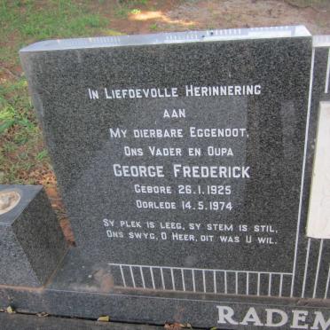 RADEMEYER George Frederick 1925-1974