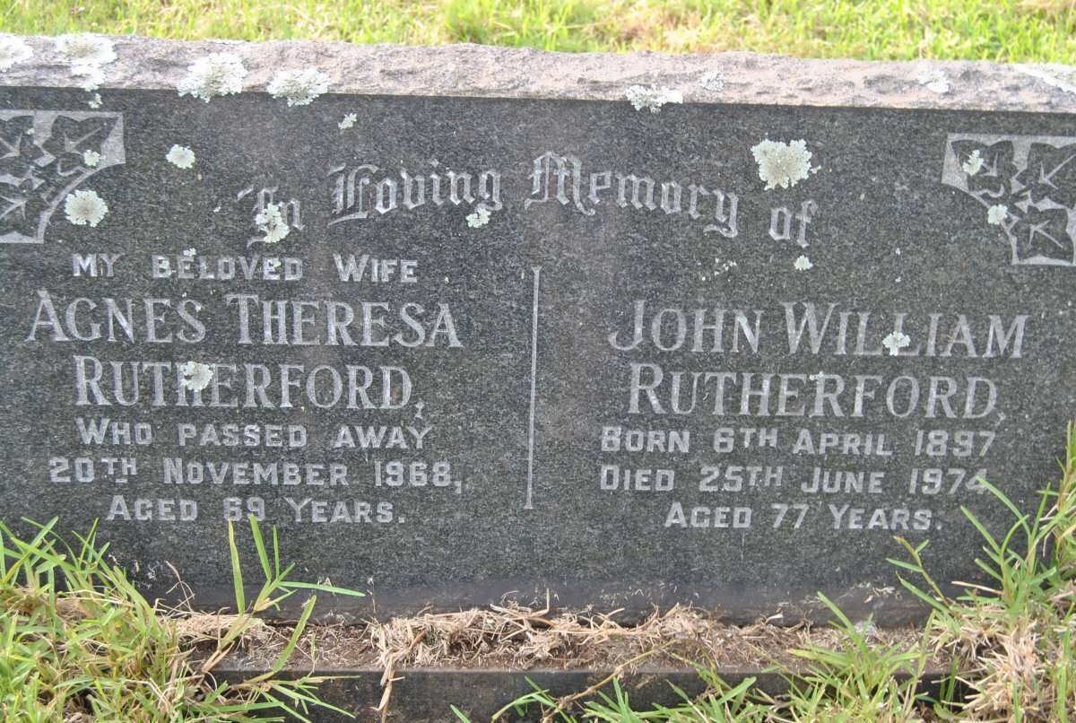RUTHERFORD John William 1897-1974 &amp; Agnes Theresa -1968