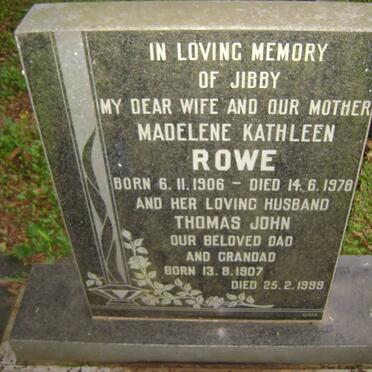 ROWE Thomas John 1907-1999 &amp; Madelene Kathleen 1906-1978
