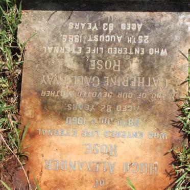 ROSE Hugh Alexander -1960 &amp; Catherine Galloway -1965