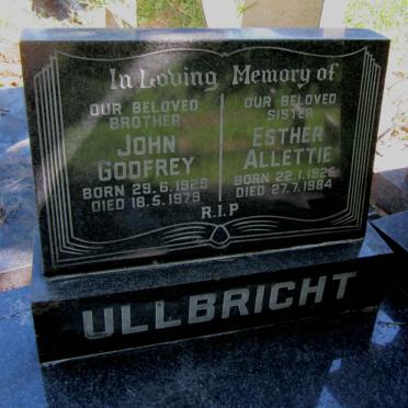 ULLBRICHT John Godfrey 1929-1979 &amp; Esther Alettie 1925-1984