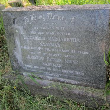 SAAYMAN Ignatius Petrus Minne -1961 &amp; Elizabeth Margaretha -1957
