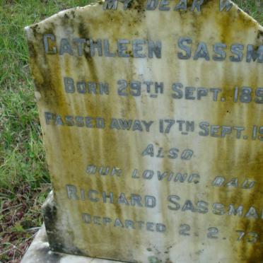 SASSMAN Richard -1973 &amp; Cathleen 1891-1943 