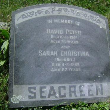 SEAGREEN David Peter -1947 &amp; Sarah Christina NEL -1969