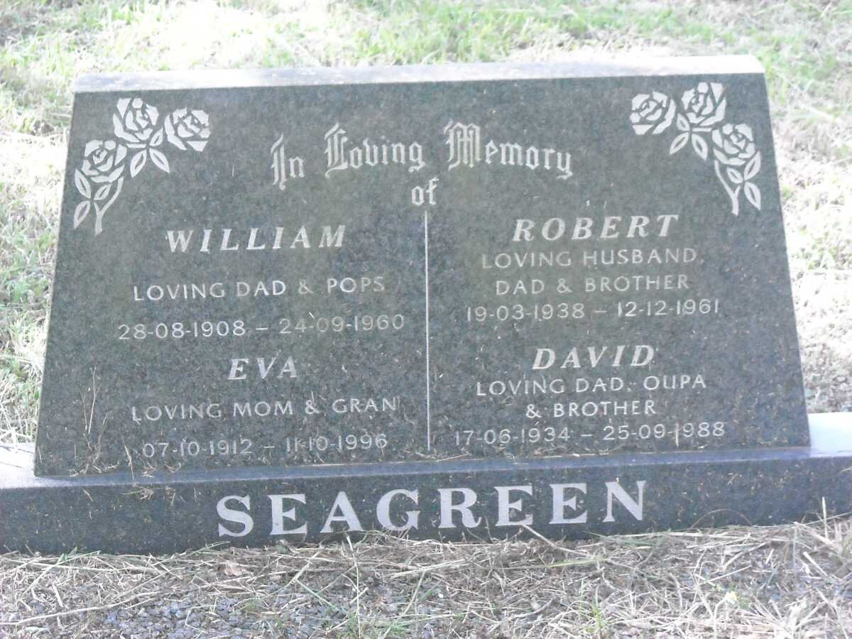 SEAGREEN William 1908-1960 &amp; Eva 1912-1996 :: SEAGREEN Robert 1938-1961 :: SEAGREEN David 1934-1988