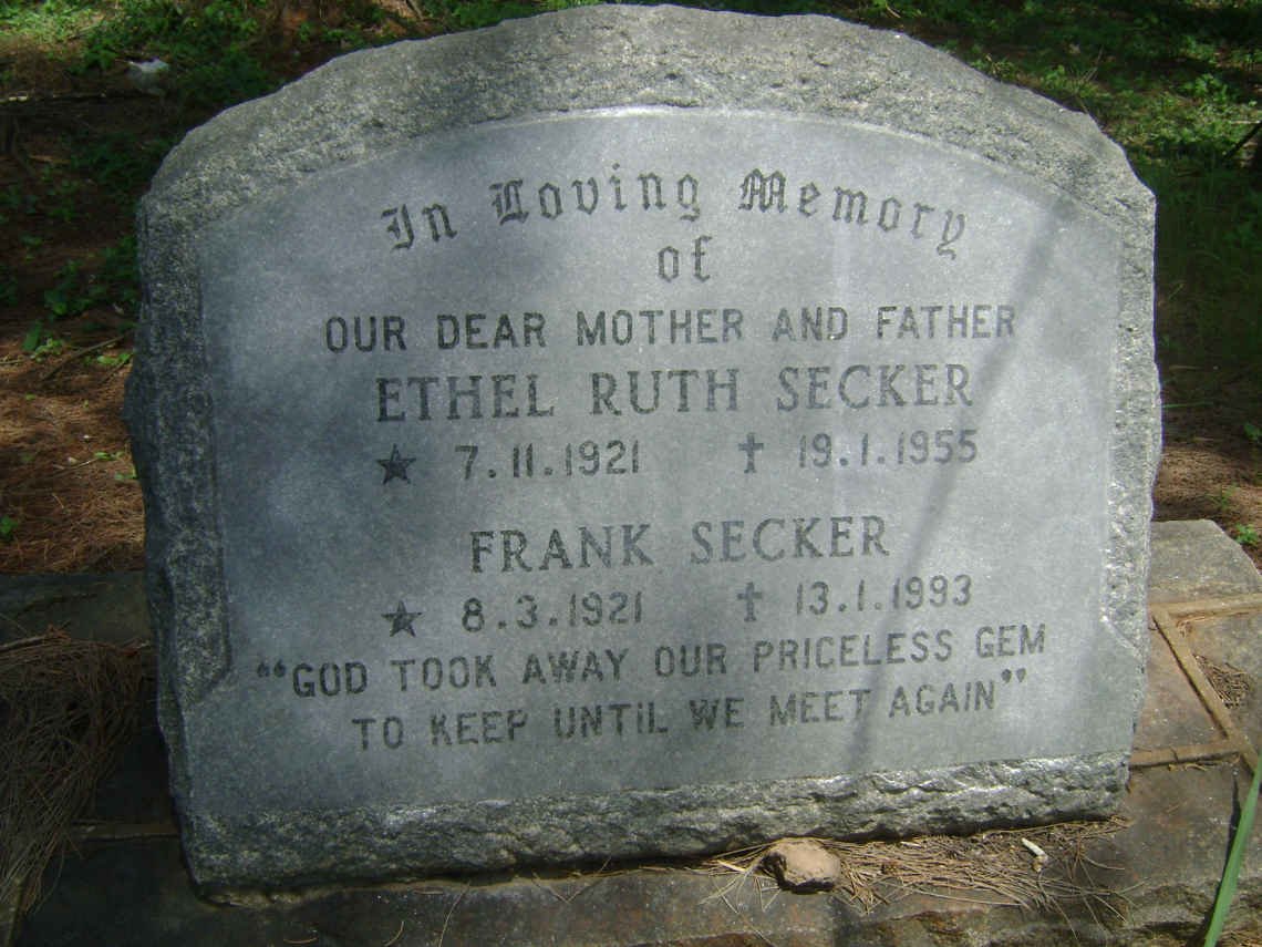 SECKER Frank 1921-1993 &amp; Ethel Ruth 1921-1955