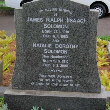 SOLOMON James Ralph 1910-1983 &amp; Natalie Dorothy HENDERSON 1910-2000