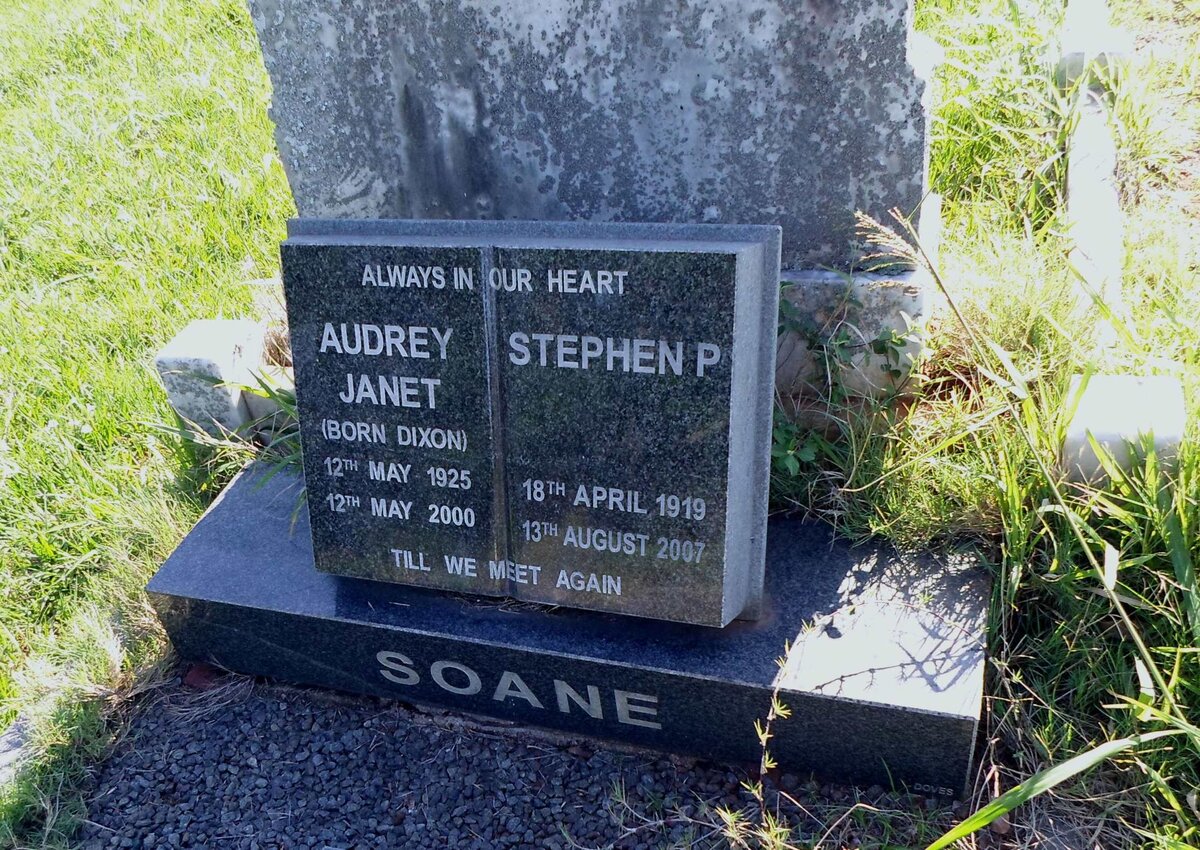 SOANE Stephen P. 1919-2007 &amp; Audrey Janet DIXON 1925-2000