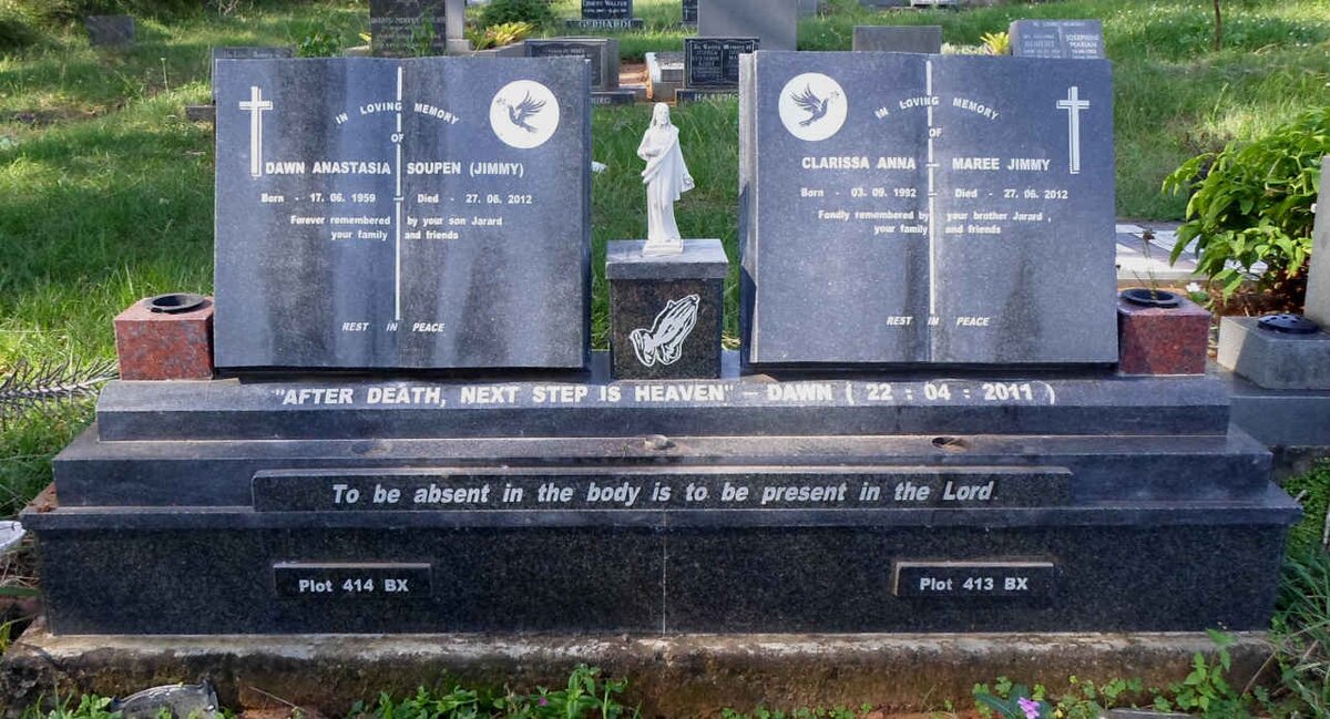 SOUPEN Dawn Anastasia nee JIMMY 1959-2012 :: JIMMY Clarissa Anna Maree 1992-2012