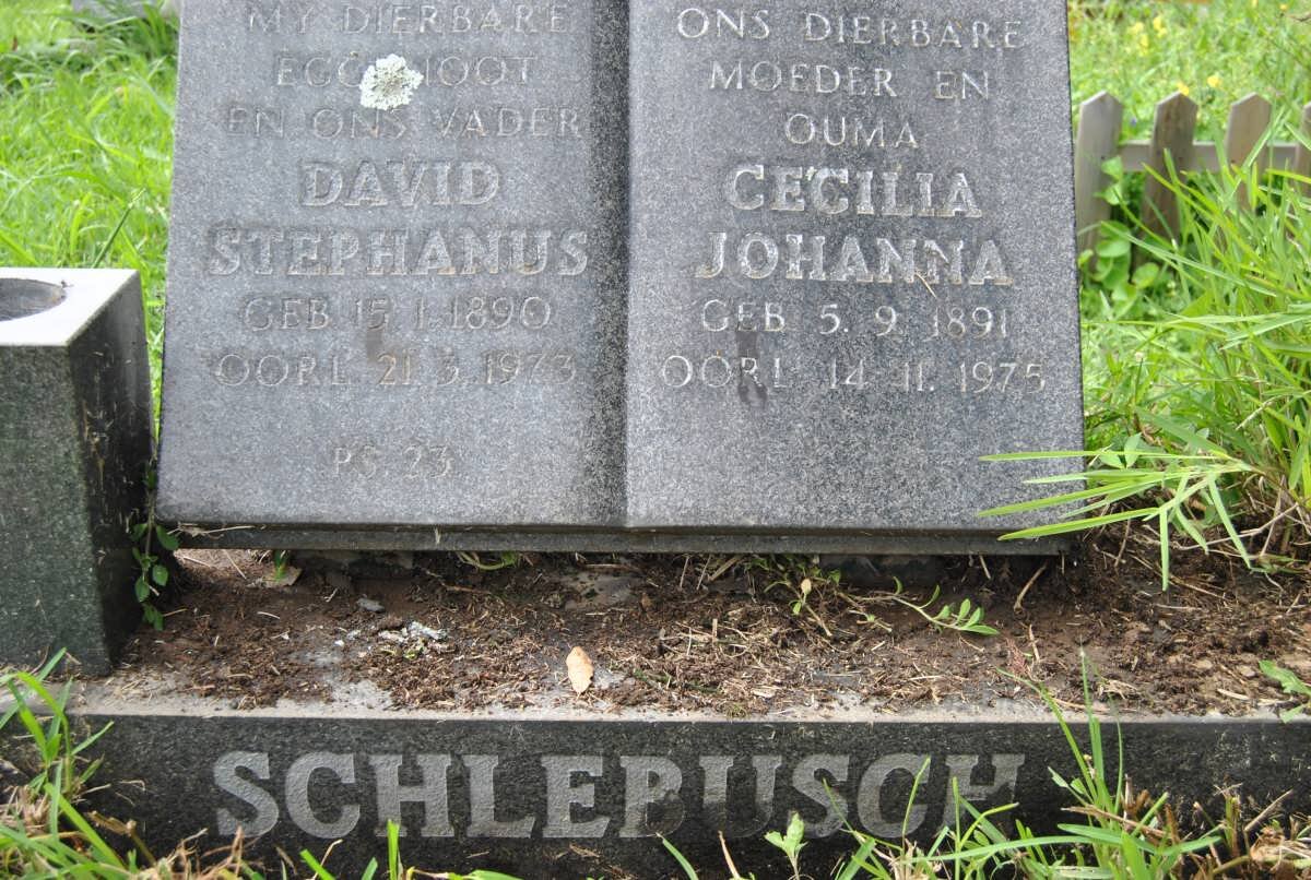 SCHLEBUSCH David Stephanus 1890-1973 &amp; Cecilia Johanna 1891-1975