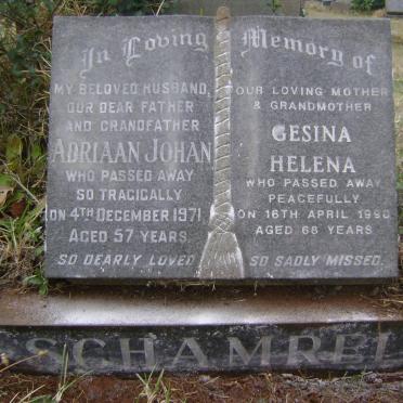 SCHAMREL Adriaan Johan -1971 &amp; Gesina Helena -1990