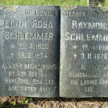 SCHLEMMER Raymond 1916-1976 &amp; Edith Rosa 1920-1974