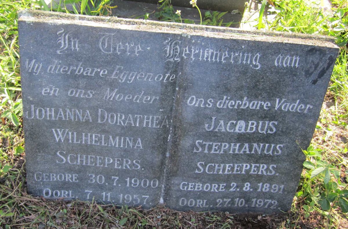 SCHEEPERS Jacobus Stephanus 1891-1972 &amp; Johanna Dorathea Wilhelmina 1900-1957