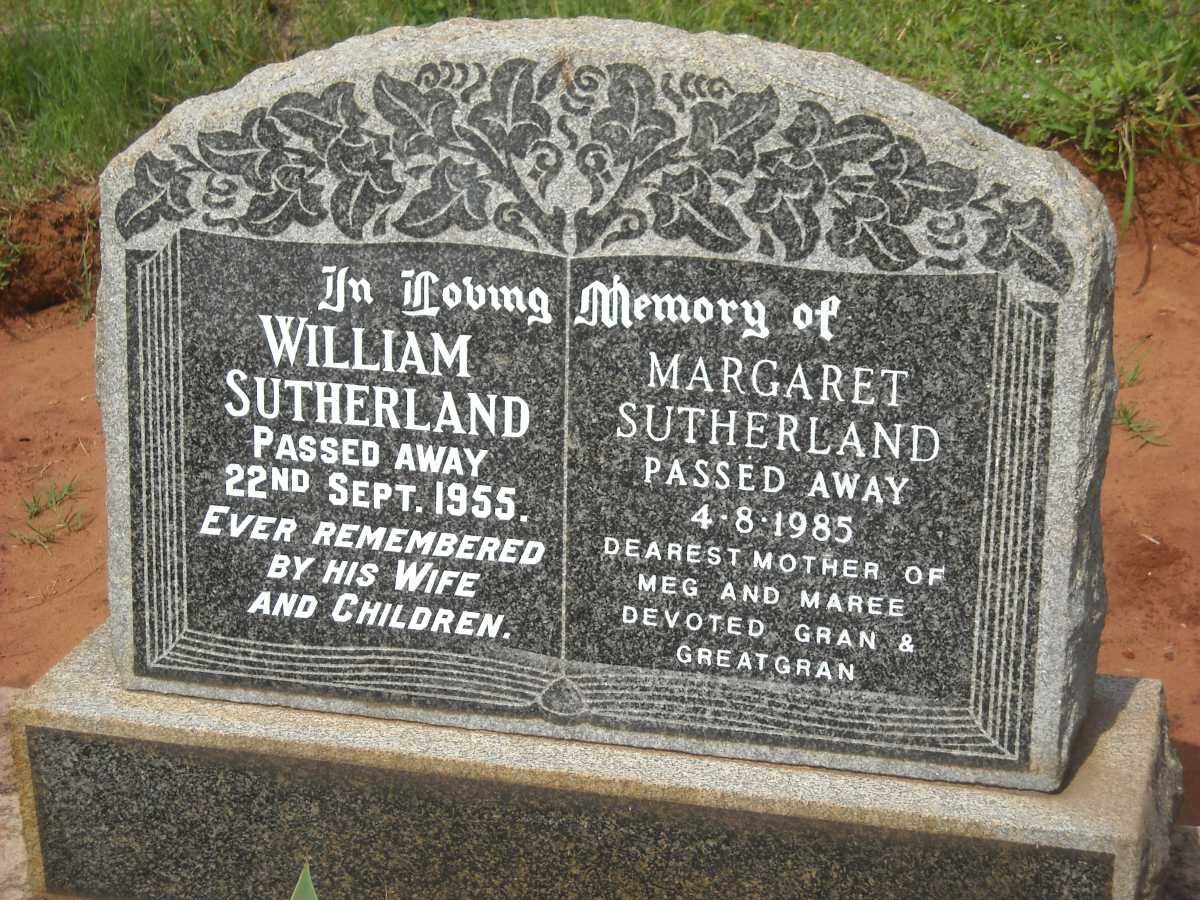 SUTHERLAND William -1955 &amp; Margaret -1985